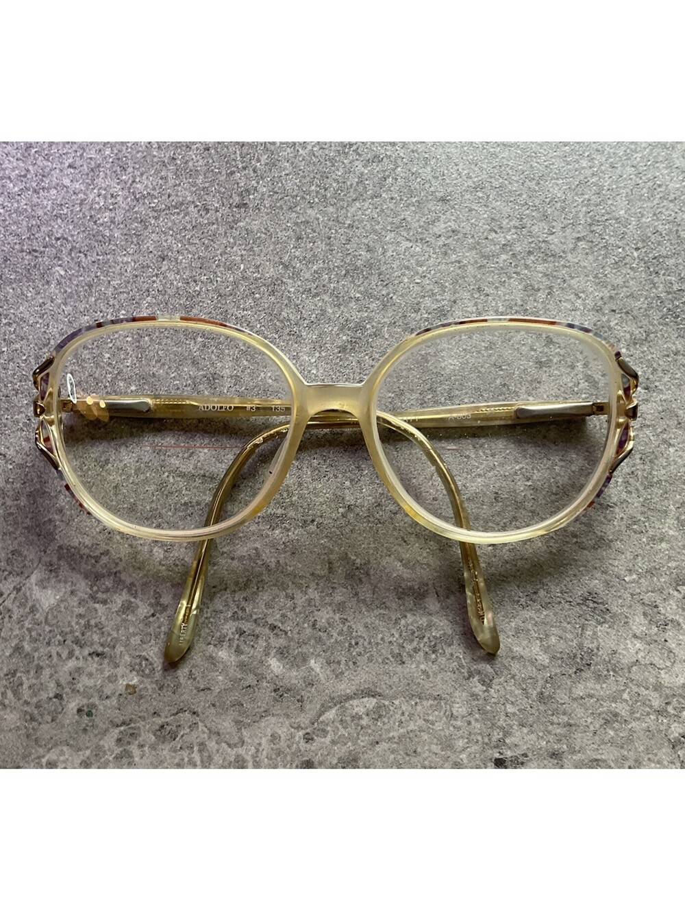 Vintage Eyeglasses Womens Adolfo #3 Liberty 135 Large Oval Rainbow Tortoise G2